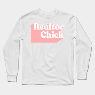 Retro 80s Styled REALTOR CHICK Typographic Design Long Sleeve T-Shirt